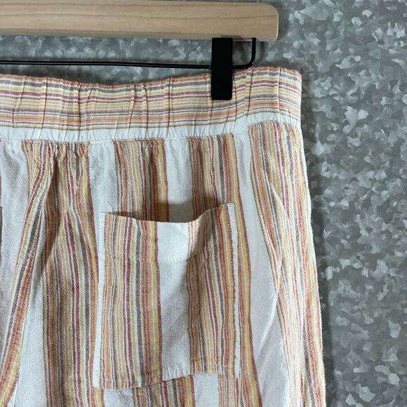 Cloth & Stone Orange & White Striped Wide Leg Cropped Pants - Size Large - Linen - Picture 6 of 7